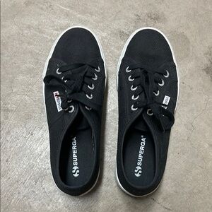 Superga Black Canvas Sneakers Timeless Casual Style 37 1/2